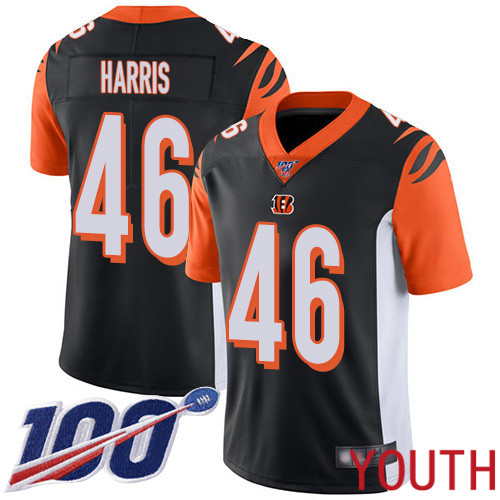 Cincinnati Bengals Limited Black Youth Clark Harris Home Jersey NFL Footballl #46 100th Season Vapor Untouchable